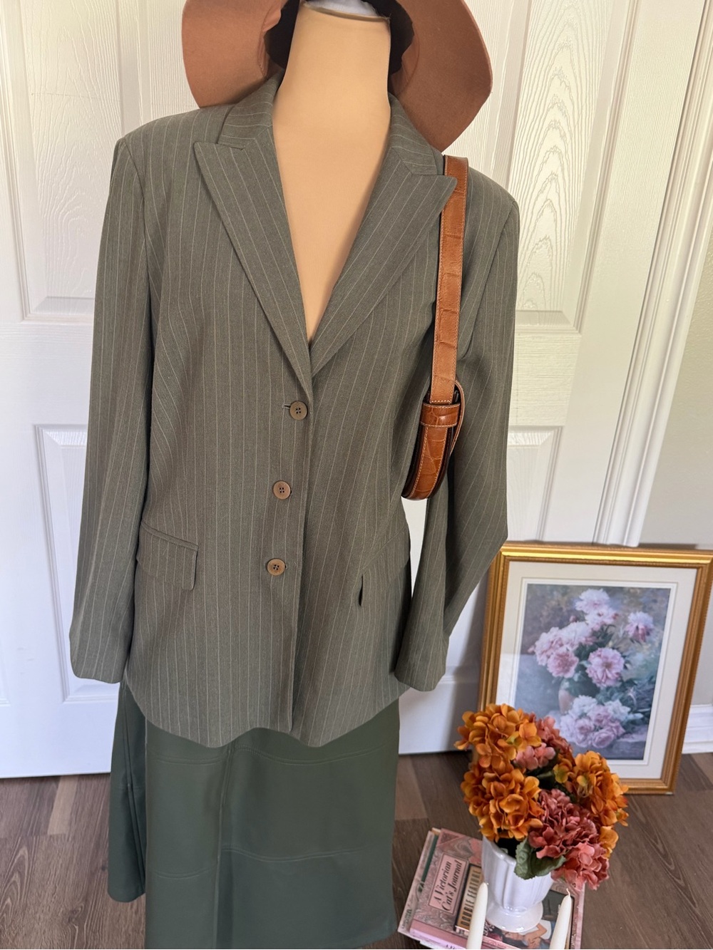 Amanda Smith Olive Pinstripe Blazer